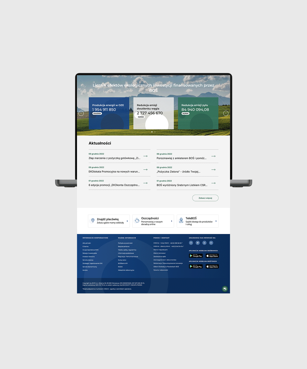 News section redesign for BOŚ Bank